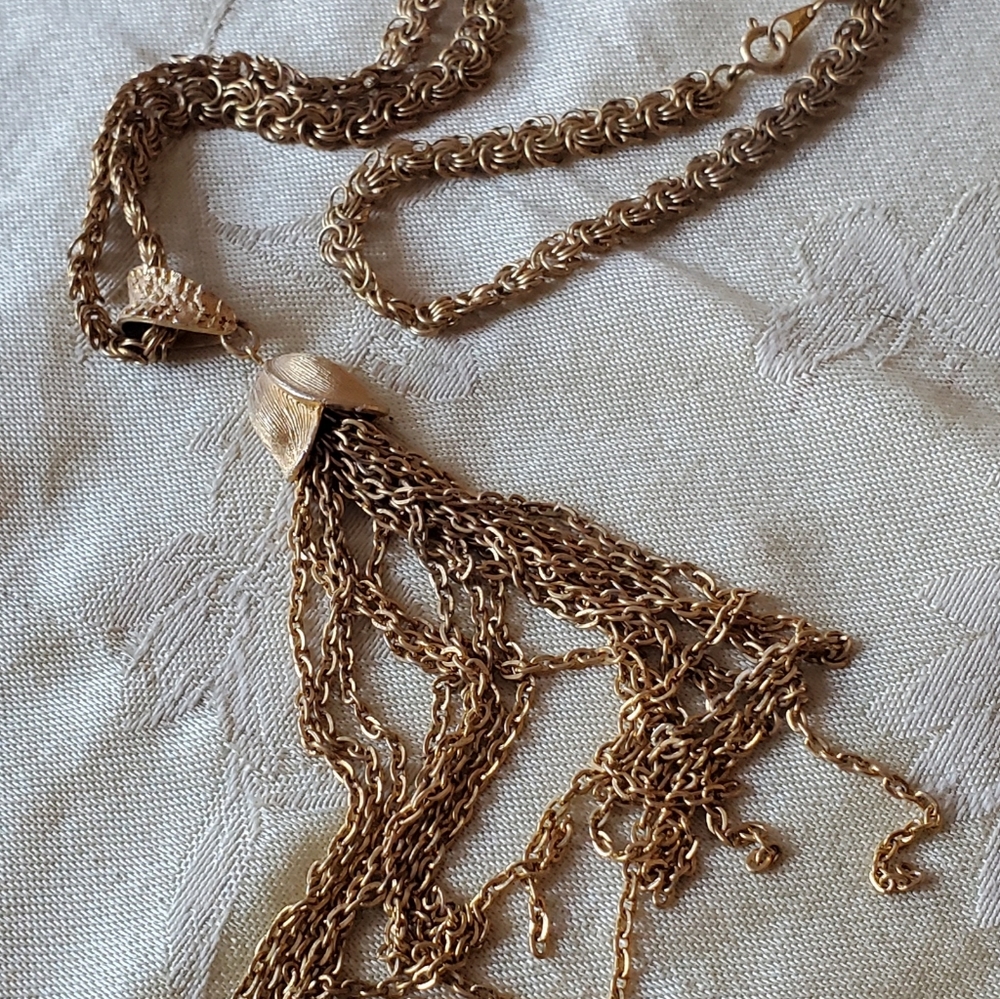Long Art Nouveau inspired Tassel Necklace - Picture 2 of 6